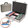 Poker chips set with aluminum chip case - 200 Full Color chips